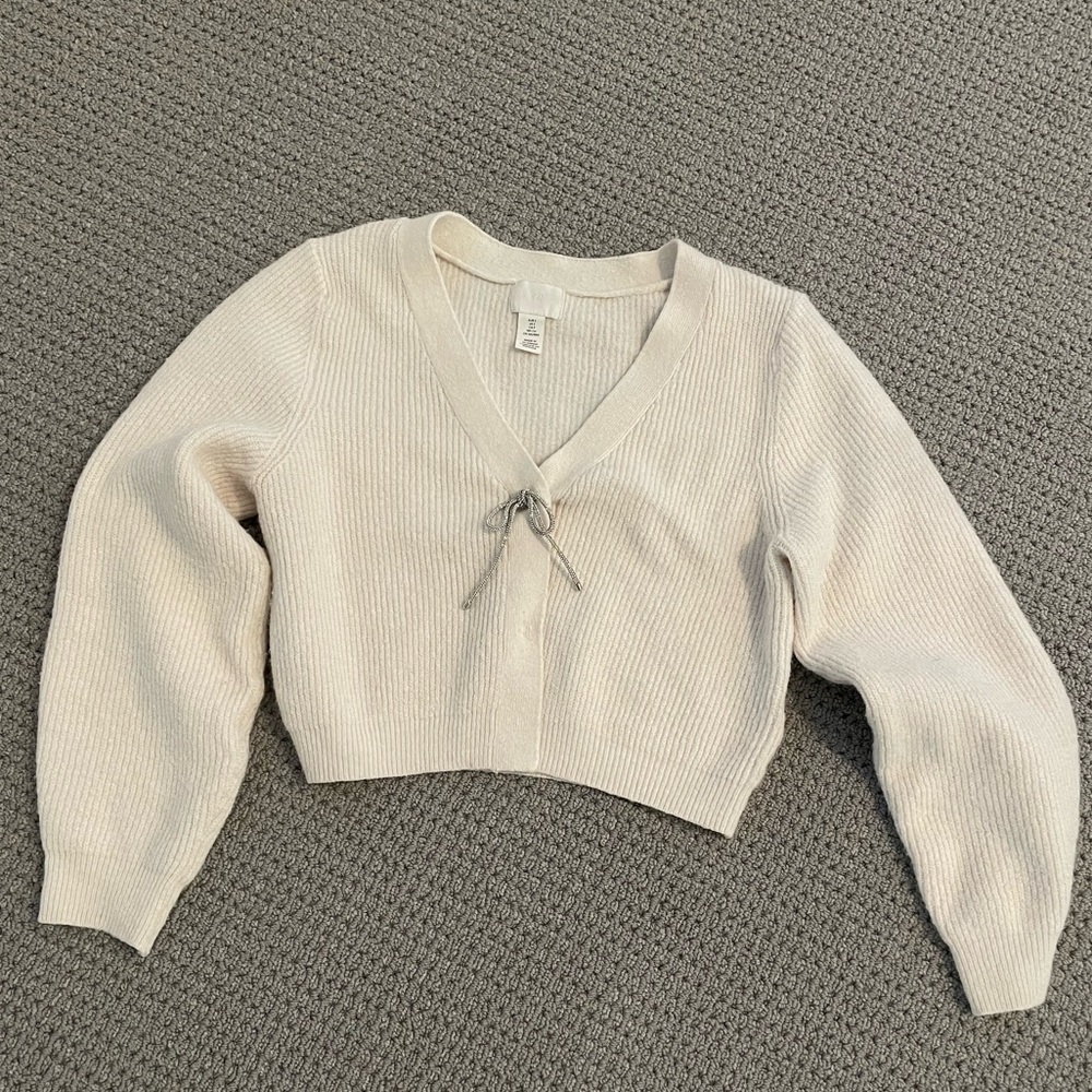 H&M bow ribbed cardigan